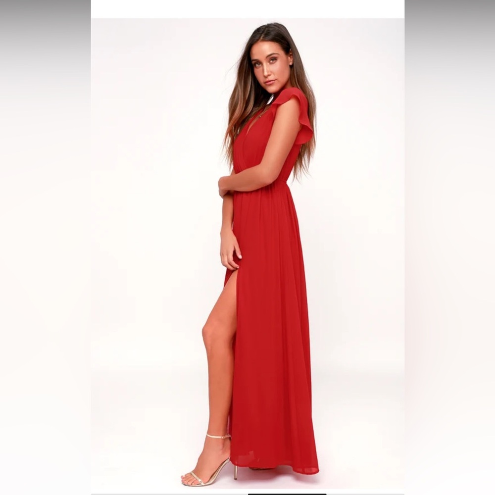 Lulus Lost in the Moment - red maxi formal dress